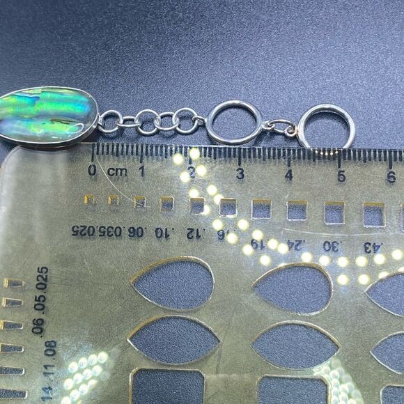 LUC 925 signed Marked Lucas Lameth abalone sterling silver adjustable bracelet - Picture 7 of 10